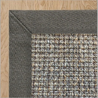 Heavy Ribbed Slate Sisal with 2 Inch Smokey Grey Linen Border 4.0(L) x 3.5(W)